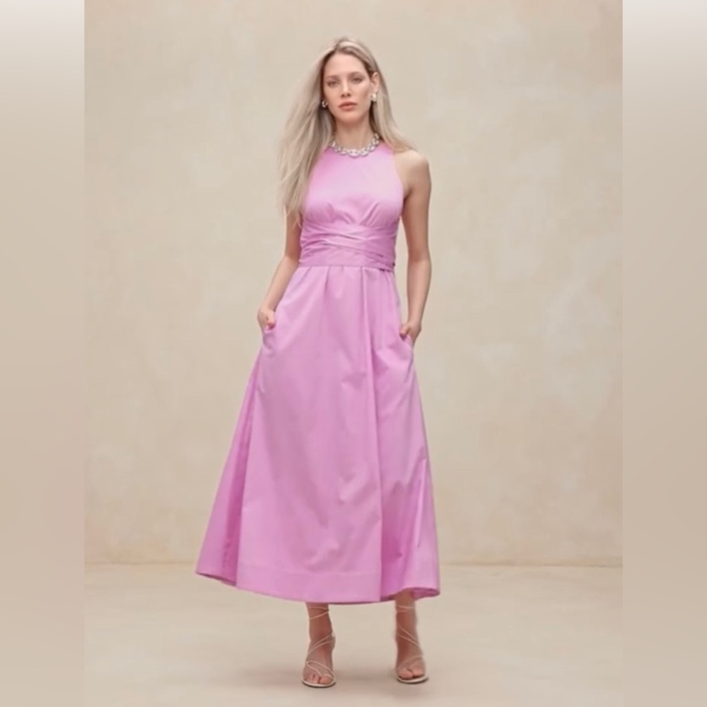 BANANA REPUBLIC STRETCH-COTTON POPLIN MAXI DRESS - Picture 4 of 10